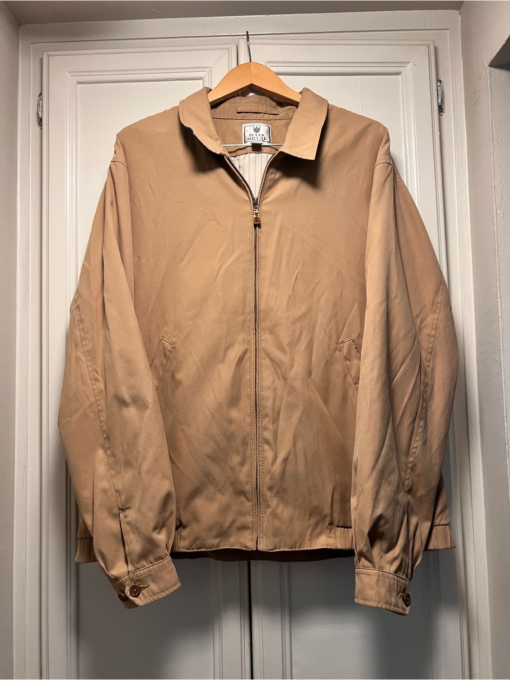 Peter Millar Bomber Harrington Jacket Mens Size XXL Classic Zip Tan Golf